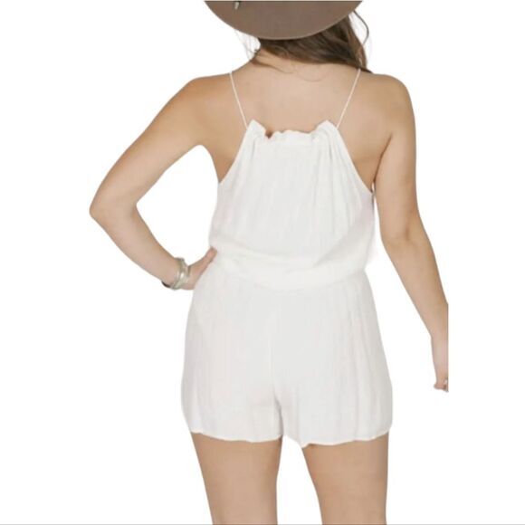 ANTHROPOLOGIE RAGA Mediterranean Breeze White Romper Blue Embroidery NWT - S - Picture 4 of 8